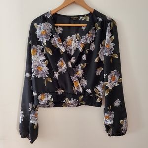 Revamped floral wrap over blouse large